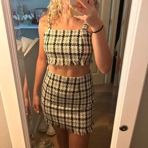 NWT Tweed Plaid Mini Skirt and Top Set